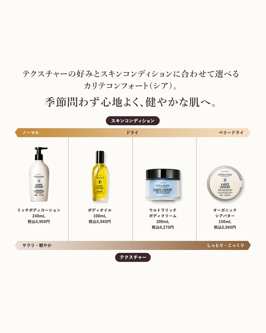 カリテコンフォート オーガニックシアバター 150mL｜ボディケア