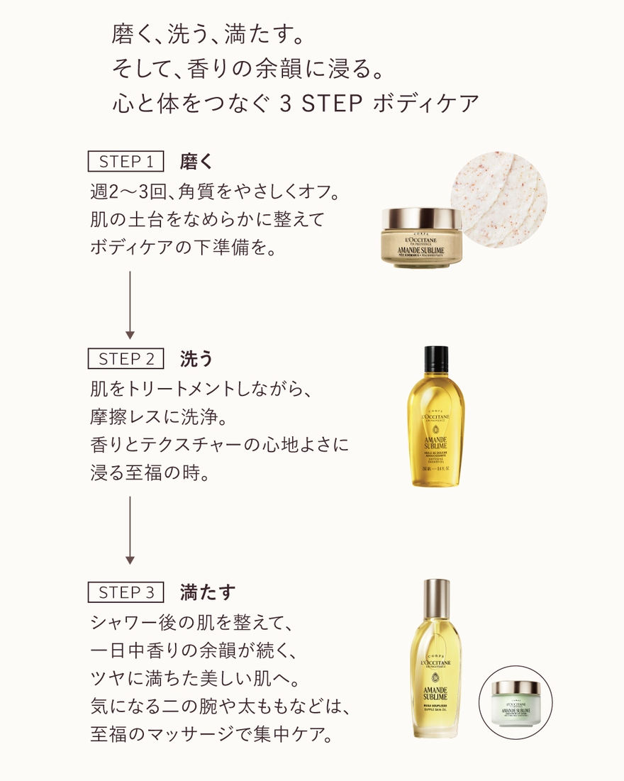 ロクシタン☆ボディトリートメント&マッサージオイル アマンドスブリーム シャワーオイル 500mL｜ボディケア｜ロクシタン