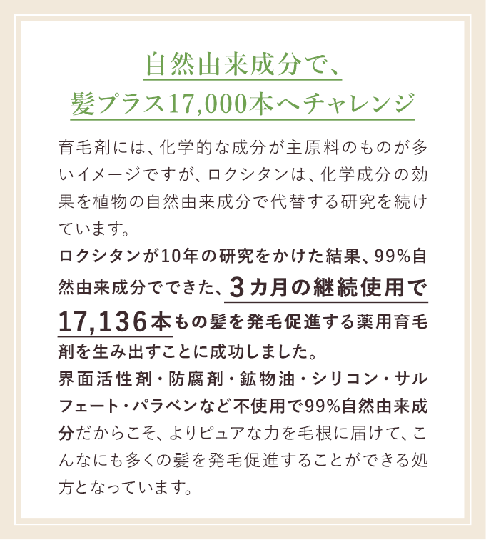 自然由来成分へのこだわり