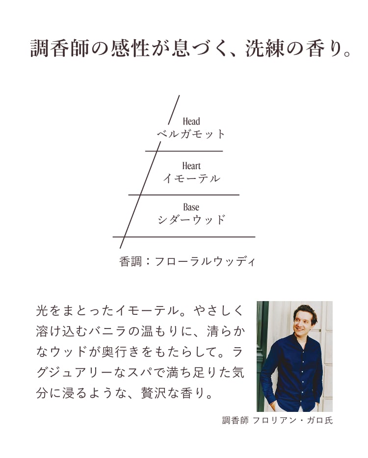 調香師の感性が息づく、洗練の香り。