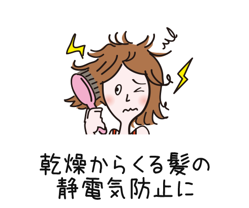 乾燥からくる髪の静電気防止に